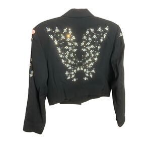 The Manuel Collection RARE Sz 10 Blazer Jacket Butterfly Clover Heart Swarovski